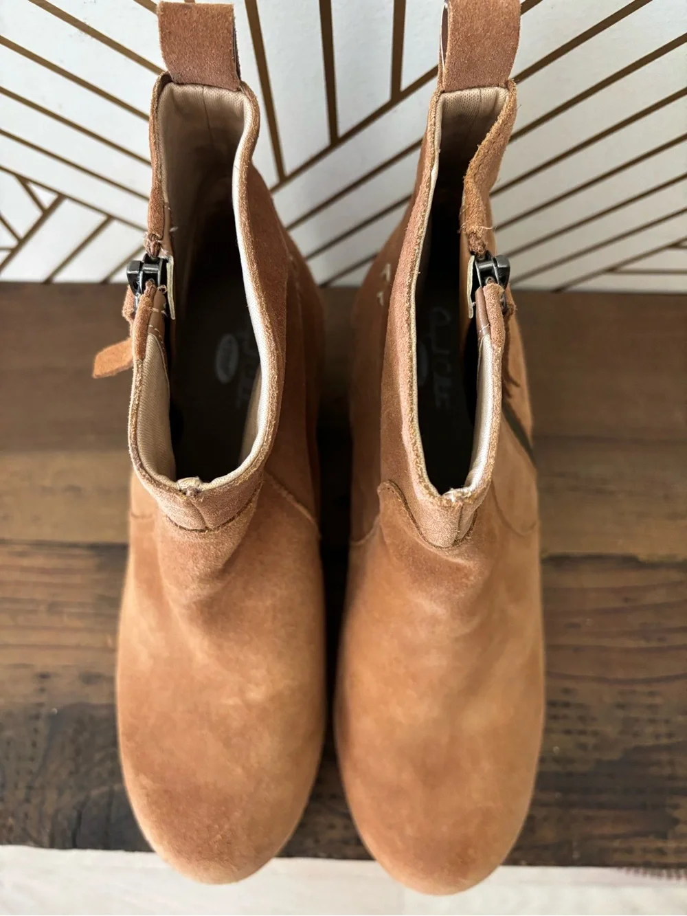 Dr. Scholl's Tan Suede Platform Ankle Booties
